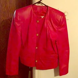 evan davis red leather jacket